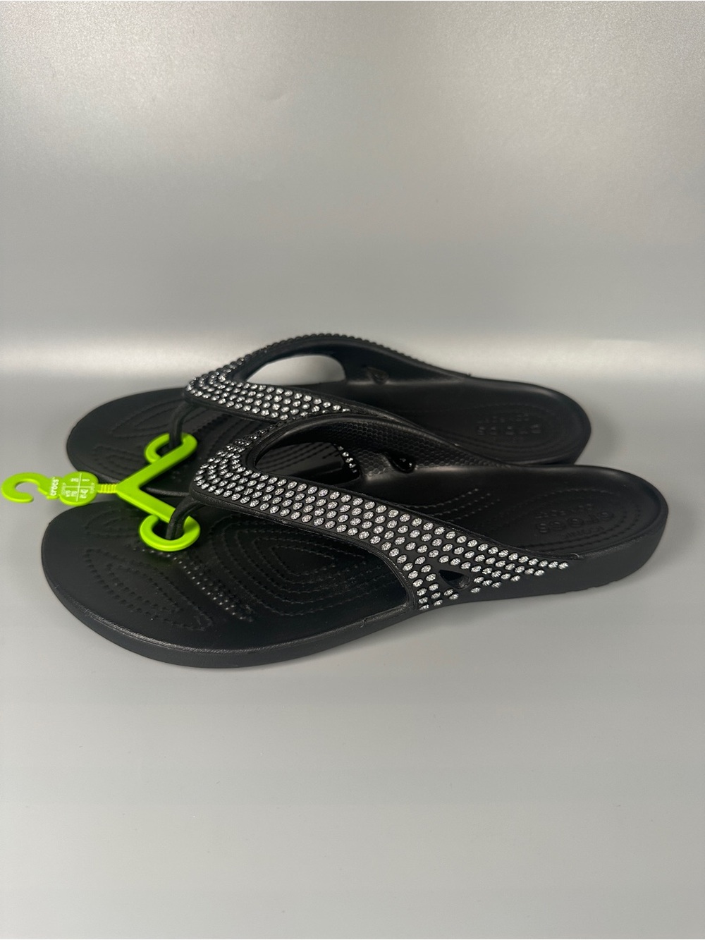 CROCS Jewels Embellished Flip Flops Slides Women’s Size 10 Black